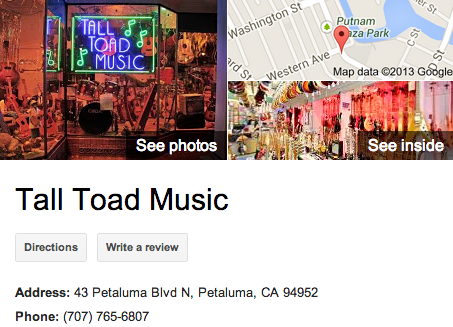 Tall Toad Music | Google 3D Tour Petaluma