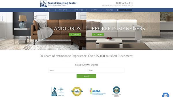 Tenant Screening Center, Inc. Website